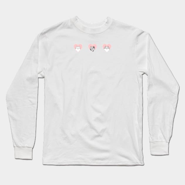 Cats in hearts Long Sleeve T-Shirt by ewdondoxja